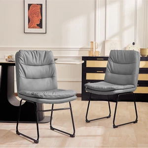 Set of 2 Dining Chairs with High Back Modern Leather Kitchen Chair Dining Room - Picture 1 of 8