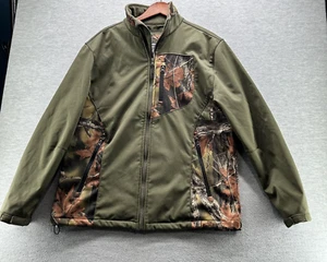 TRAIL CREST Men's Fleece Waterproof Full Zip Up Green & Camo Jacket Size Large - Picture 1 of 13