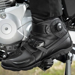 Men Motorcycle Boots Motocross Off-Road Racing Motorbike Riding Shoes Black - Picture 1 of 26