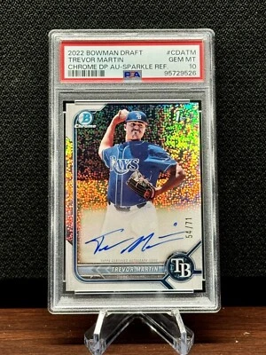 TREVOR MARTIN 2022 Bowman Chrome Aqua Lava Refractor Auto Rookie #/199 PSA 10 - Image 1 of 2