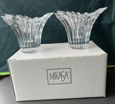 New in Box Vintage Mikasa Crystal Candle Holders DANTE Pattern 1995