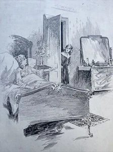 Antique Drawing Female Model American Book ILLUSTRATION LISTED LOUIS BAUHAN INK - Picture 1 of 13