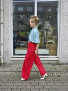 Plisseehose Red High Waist Trousers 90er True Vintage 90s Womens Nylon Pleated - Picture 1 of 10