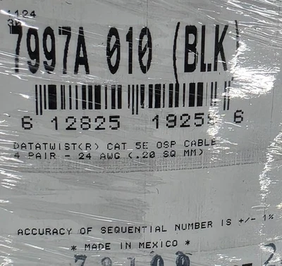 Cable de red inundado Belden 7997A 24/4P CAT5e UTP planta exterior OSP negro/100 pies Foto 1 de 4