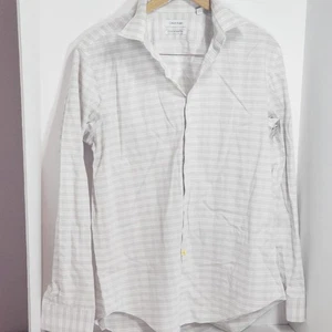 Calvin Klein Herren Slim Fit Hemd Große 16 in 34-35 Hellgrau Kariert - Bild 1 von 3