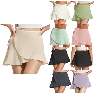 Damen Ballett Rock Chiffon Tanzrock Verstellbarer Taillenbindung Wrap Minirock - Picture 1 of 71