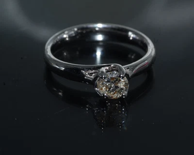 Anillo solitario de diamantes naturales de plata 925 delicado anillo de compromiso regalo de cumpleaños Foto 1 de 4