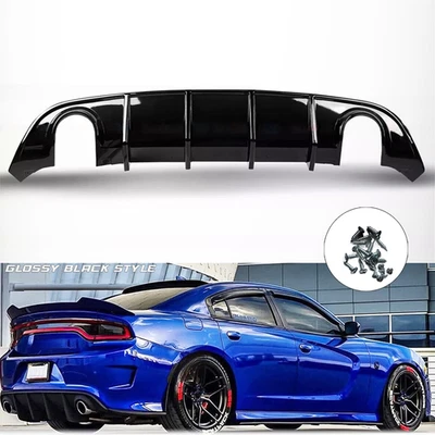 Gloss Black Rear Diffuser Bumper Valance Lip PP For Dodge Charger SRT 2015-2023 Foto 1 de 4