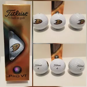 Paquete de 3 pelotas de golf Anaheim Ducks con logotipo Titleist Pro V1 NUEVAS - Imagen 1 de 9