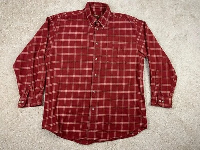 Camisa de Colección Bob Timberlake Abotonada Para Hombre LT Plisada Franela a Cuadros Rojo Óxido Foto 1 de 4