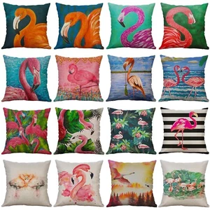Flamingo Pillow Covers 18x18 Decorative Tropical Bird Art Pattern Cushion Covers - Picture 1 of 25