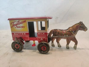 Vintage Marx | 1940s | Toytown Dairy Horse With Wagon | Very Good Condition - Picture 1 of 11