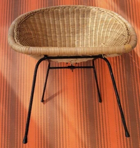 Vintage Ballonkorb Satellit & Korb Eimer Lounge Chair MCM 70er Jahre RAR - Bild 1 von 20