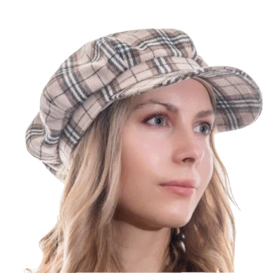 Tweed Baker Boy Hat Plaid Newsboy Cap Sand Tweed Hat - Image 1 of 4