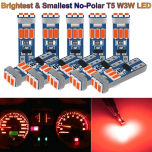 10x No-Polar T5 W3W 58 74 286 T5 LED 9LEDs 3014 Car Dashboard Gauge Lamp Red 12V - Bild 1 von 8