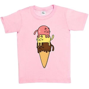 1 Tee shirt enfant fille chats empilé sur cône crème glacée - Photo 1/25