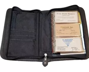 Vintage Y2K 2000 Tagesplaner Reißverschluss Denim Kunstleder Visitenkarte Adresskalander - Bild 1 von 12