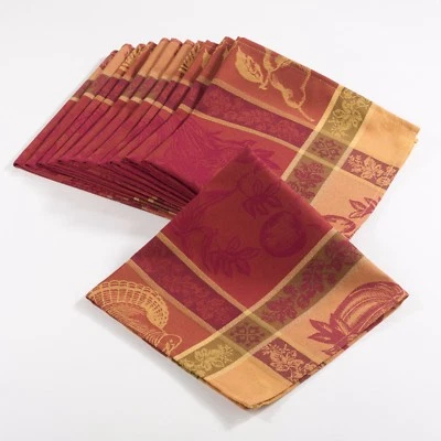 Multi Color Jacquard Design Holiday Thanksgiving Tablecloth and Napkins (CHOOSE) - Image 1 of 4
