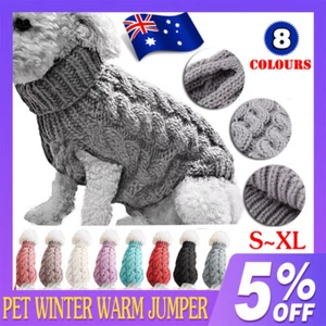 Puppy Dog Jumper Winter Warm Knitted Sweater Pet Clothes Small Dogs Coat Thermal - Picture 1 of 20
