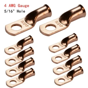 20Pcs 4 AWG Gauge 5/16" Hole Ring Terminal Lug Bare Copper Uninsulated Connector - Picture 1 of 7