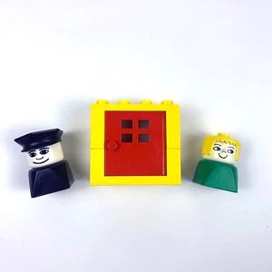 Lego Duplo VTG Minifigures Blond Boy in Green Policeman & Yellow Red House - Picture 1 of 10