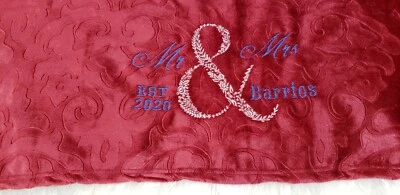 Monogrammed Embroidered Velvet Plush Throw Blanket Ultra Soft 50 x 60 - Image 1 of 4
