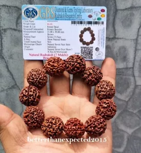 7 Mukhi Rudraksha /Seven Face Rudraksh -20-21mm Java-11 Beads Bracelet-Certified - Picture 1 of 4