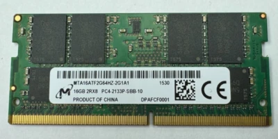 New Micron 16GB PC4-2133P 2Rx8 DDR4 SO-DIMM Laptop Memory MTA16ATF2G64HZ-2G1A1 - Image 1 of 2
