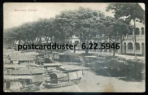 CHINA Canton/ Guangzhou Postcard 1900s Shameen Island Harbor Boats - Imagen 1 de 2