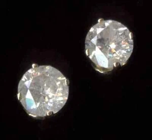 New 14K .62 Carat Solid Yellow Gold Round Natural Diamond Solitaire Earrings )ae - Picture 1 of 4