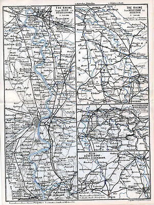 Düsseldorf + Niederrhein 1886 Kl. Orig. Stadtplan, Karte + Engl. Reisef. (6 S.) • 4.50€