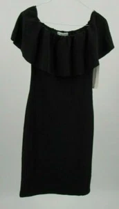 Almost Famous Off the Shoulder Ruffle Black Mini Dress JUNIORS TEEN Large - Picture 1 of 6