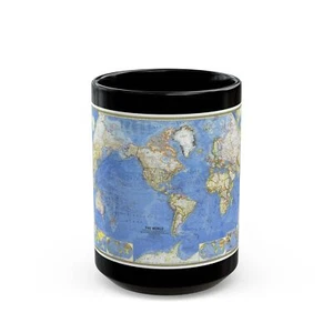 World Map (1965) (Map) Black Coffee Mug - Picture 1 of 9