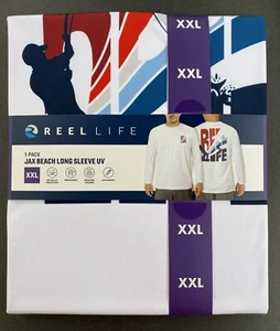 Reel Life UV Shirt Mens XXLarge White Long Sleeve UPF 50+ Fishing Jax Beach NEW! - Picture 1 of 2