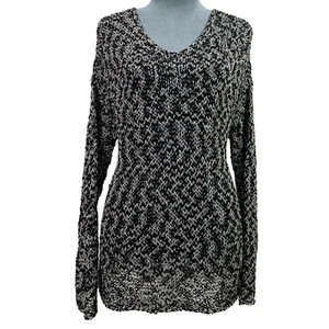 Suéter Eileen Fisher para mujer mediano blanco y negro jaspeado mezcla de algodón - Imagen 1 de 7