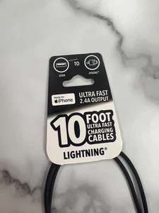 10 ft ultra fast iPhone charger. Colors: black white purple grey beige, & blue. - Picture 1 of 4