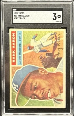 1956 Topps #31 Hank Aaron SGC 3 White Back - Image 1 of 2