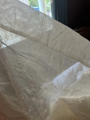 Pottery Barn Remy Embroidered Floral Sheer Drapery Panel, New 42x96” - Image 1 of 3