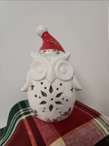 Pfaltzgraff Winterberry Owl Light White Red Green Holly Berry Christmas Santa - Picture 1 of 10