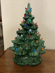 Vintage Atlantic Form Keramik beleuchteter Schnee Weihnachtsbaum 17" - Bild 1 von 8