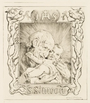 H. THOMA (1839-1924), S. Simeon, Heiliger mit Christuskind,  1901, Rad. - Bild 1 von 4