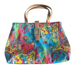 Lauren Ralph Lauren Paisley Handbag Multi Color O11 Shoulder Bag Purse - Picture 1 of 10