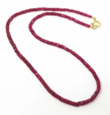 Collar con cuentas de rubí natural NYJEWEL 16 pulgadas cierre de oro 14k Foto 1 de 4