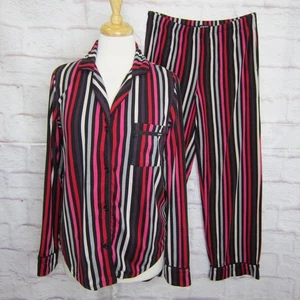 DKNY Pajama Set Sleepwear Long Sleeve Size S Jeweled Stripe Stretch Jersey Knit - Picture 1 of 10