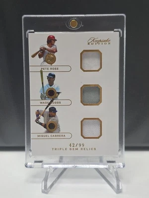 2024 Keepsake -Triple Gem Relics Miguel Cabrera, Wade Boggs Pete Rose Relics /99 - Image 1 of 2