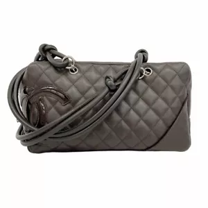 CHANEL Shoulder Bag Cambon Lambskin Brown Silver - Picture 1 of 12