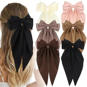 Hair Bows for Women Girls 6PCS Bow Hair Clips Big Satin Cute Bows Hair Bow Cl... - Picture 1 of 6