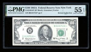 DBR 1963-A $100 FRN New York STAR Fr. 2163-B* PMG 55 EPQ Serial B01317131*