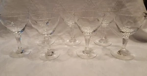 Set of 7 Etched Floral and Leaves Small Brandy Cordial Glasses  - Picture 1 of 3