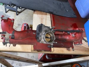 2005 wrx sti wrinkle red upper intake manifold with throttle body - Picture 1 of 7